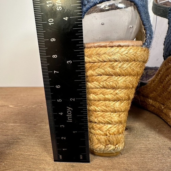 Made In Spain Espadrilles Mary Jane Wedge Sandals SZ 38 US 7.5 Blue Suede Gaimo - Picture 8 of 11